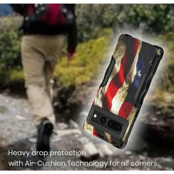 American Flag Case Compatible with Google Pixel 7a Hybrid Shockproof Bumper - Picture 8 of 11